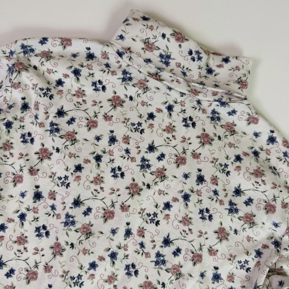Vintage 90s Floral Turtleneck Women's Large Cottagecore Grandmacore Layering